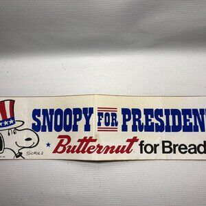 Vintage "Snoopy for President" Bumper Sticker Butternut Bread Advertisement
